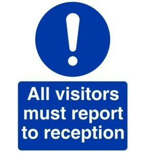 All Visitors Must Report To Reception Vinyl Stickers