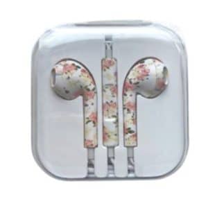 Floral Design Apple Compatible Jack Earphones